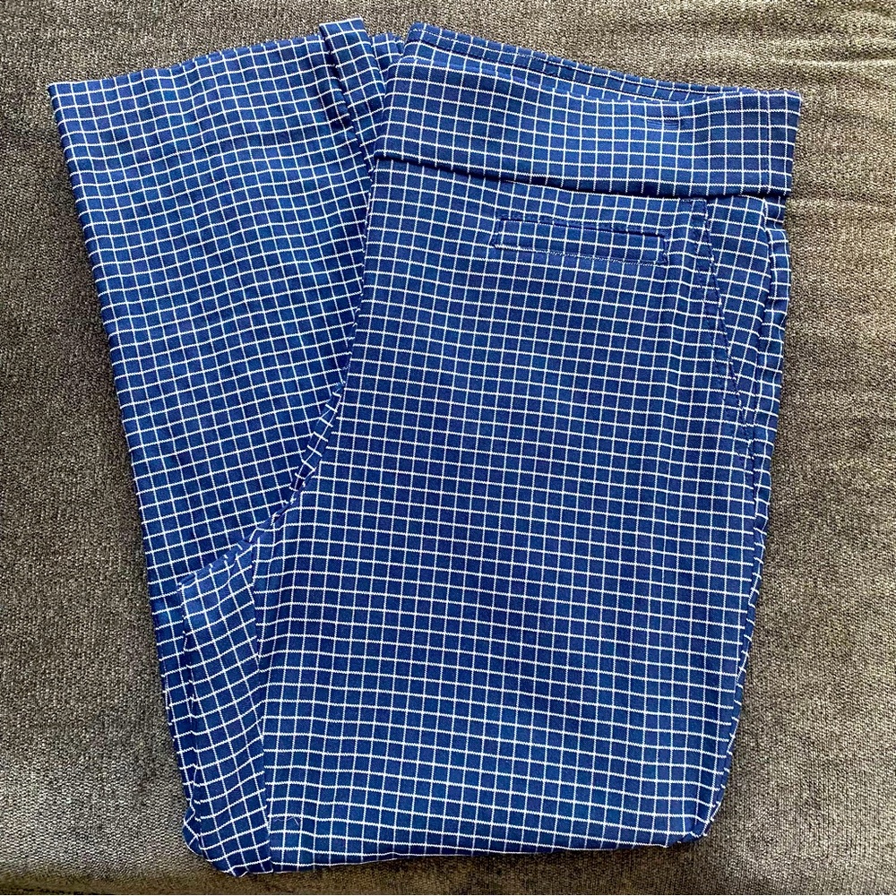 Anne Klein Cropped Straight Leg Stretch Pant Navy White -Size 8